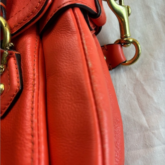 Coach Campbell Orange Leather Crossbody Satchel - Picture 11 of 16